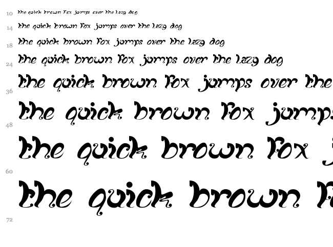 Fancy Curly font waterfall